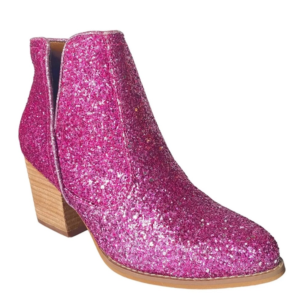 Pink Glitter Ankle Boots